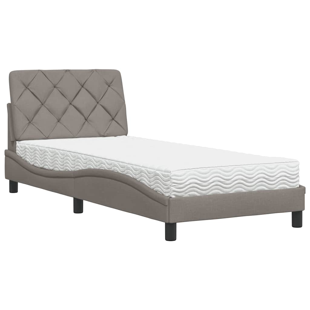 vidaXL Postel s matrací taupe 90 x 200 cm textil