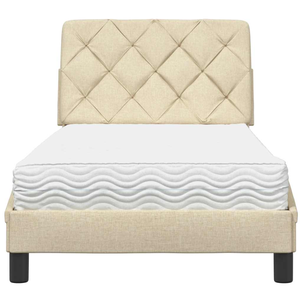 vidaXL Bed met matras stof crèmekleurig 90x200 cm, foto 4