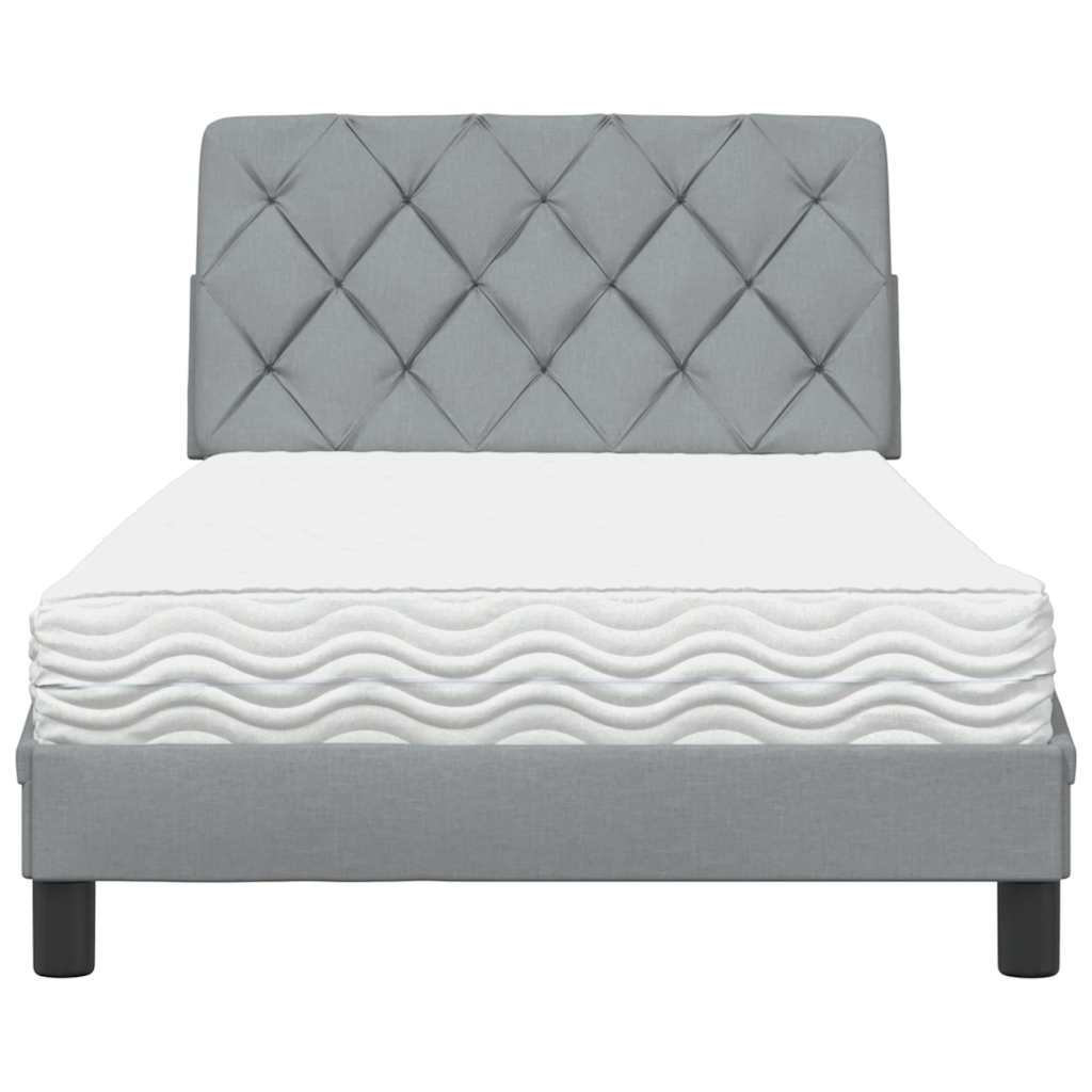 vidaXL Bed met matras stof lichtgrijs 100x200 cm grijs, foto 4