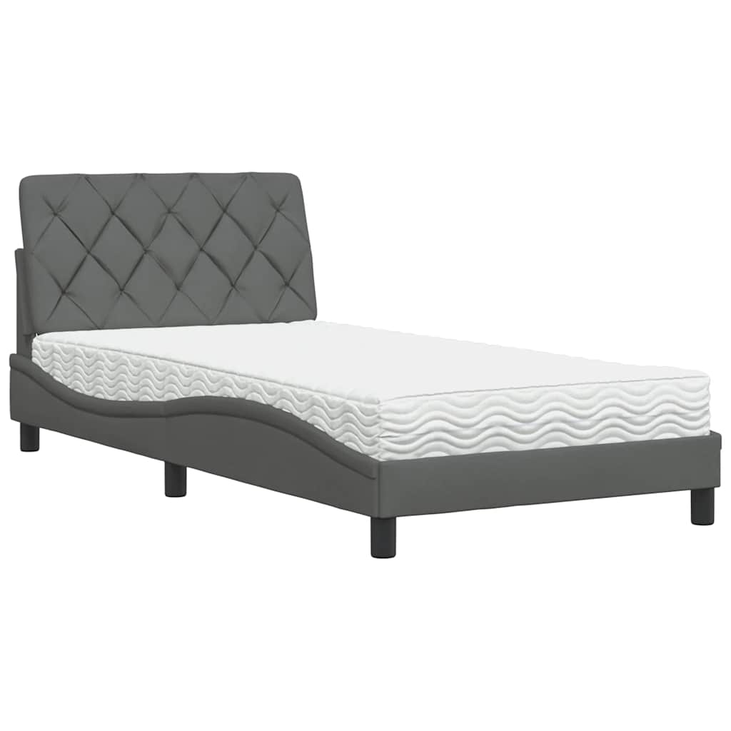 Thumbnail - vidaXL Bett mit Matratze Dunkelgrau 100x200 cm Stoff