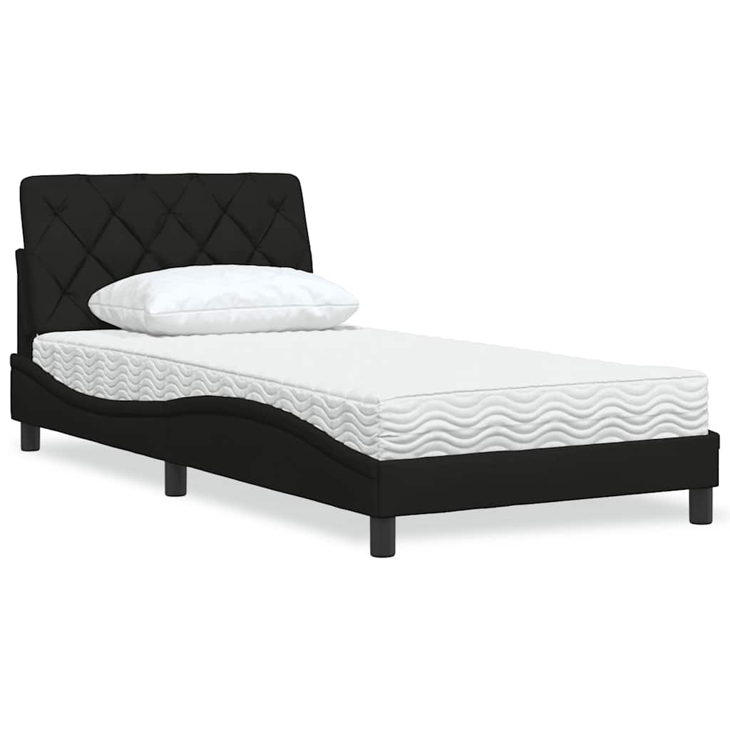 vidaXL Bett mit Matratze Schwarz 100x200 cm Stoff