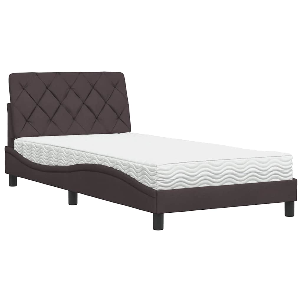 vidaXL Bed met matras stof donkerbruin 100x200 cm bruin, foto 3