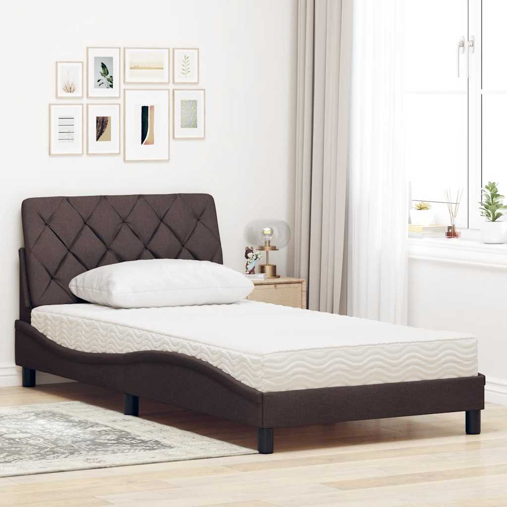 vidaXL Bed met matras stof donkerbruin 100x200 cm bruin, foto 2