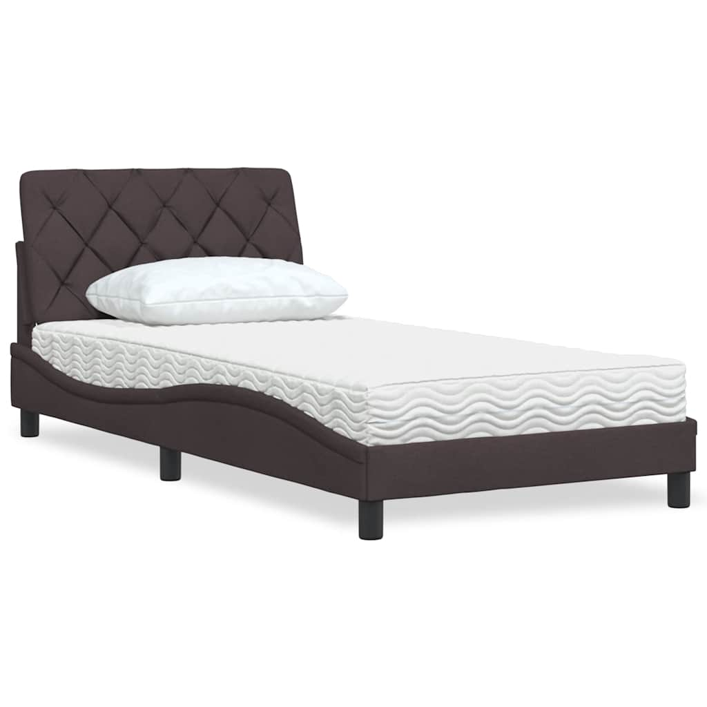 vidaXL Bett mit Matratze Dunkelbraun 100x200 cm Stoff