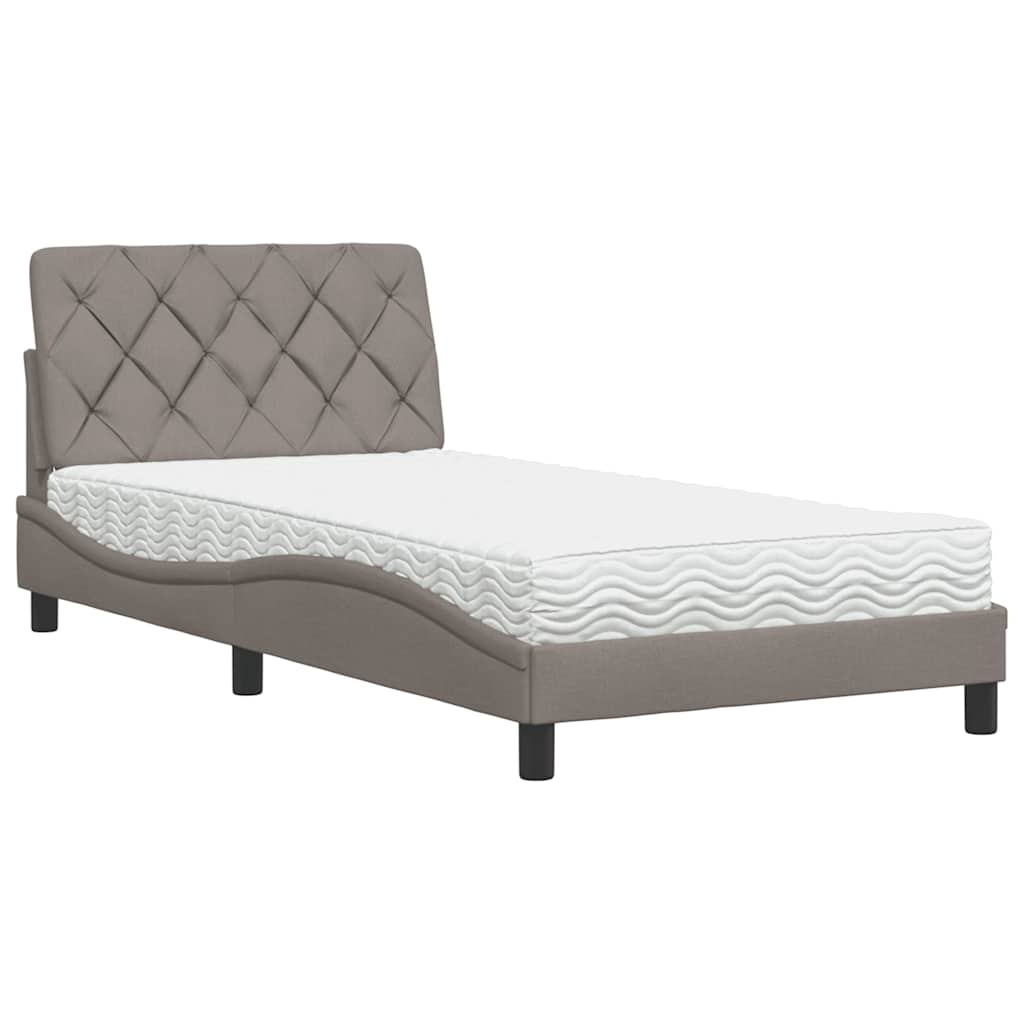 vidaXL Bed met matras stof taupe 100x200 cm, foto 3