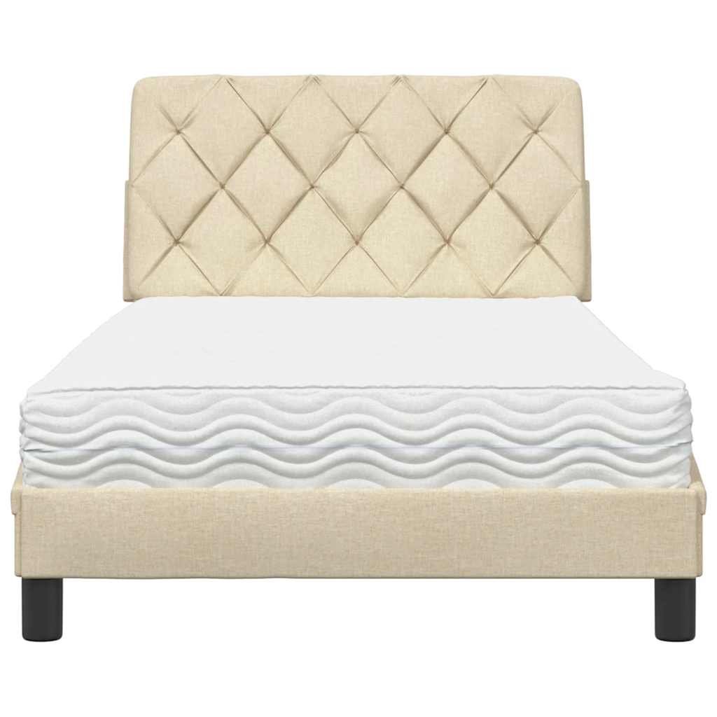 vidaXL Bed met matras stof crèmekleurig 100x200 cm, foto 4