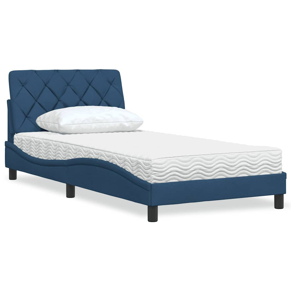 vidaXL Bett mit Matratze Blau 100x200 cm Stoff