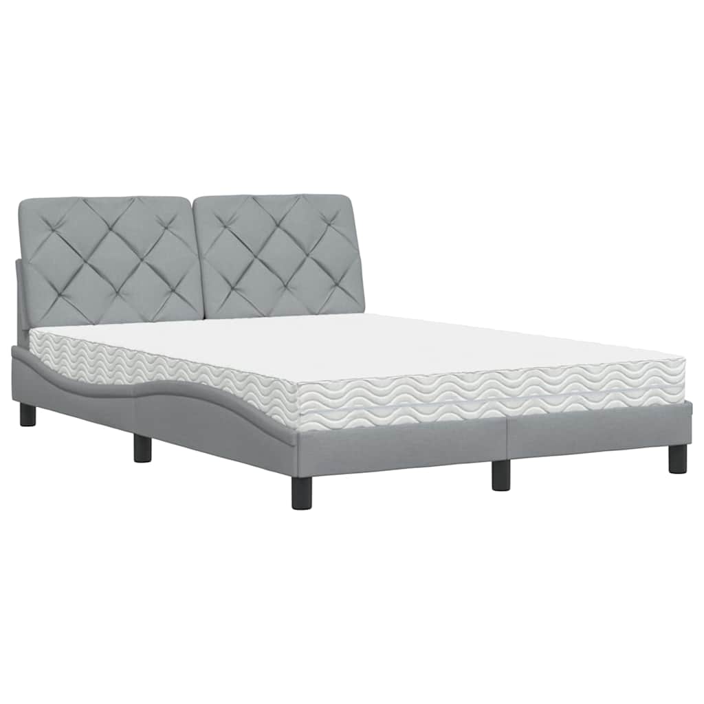 Thumbnail - vidaXL Bett mit Matratze Hellgrau 120x200 cm Stoff