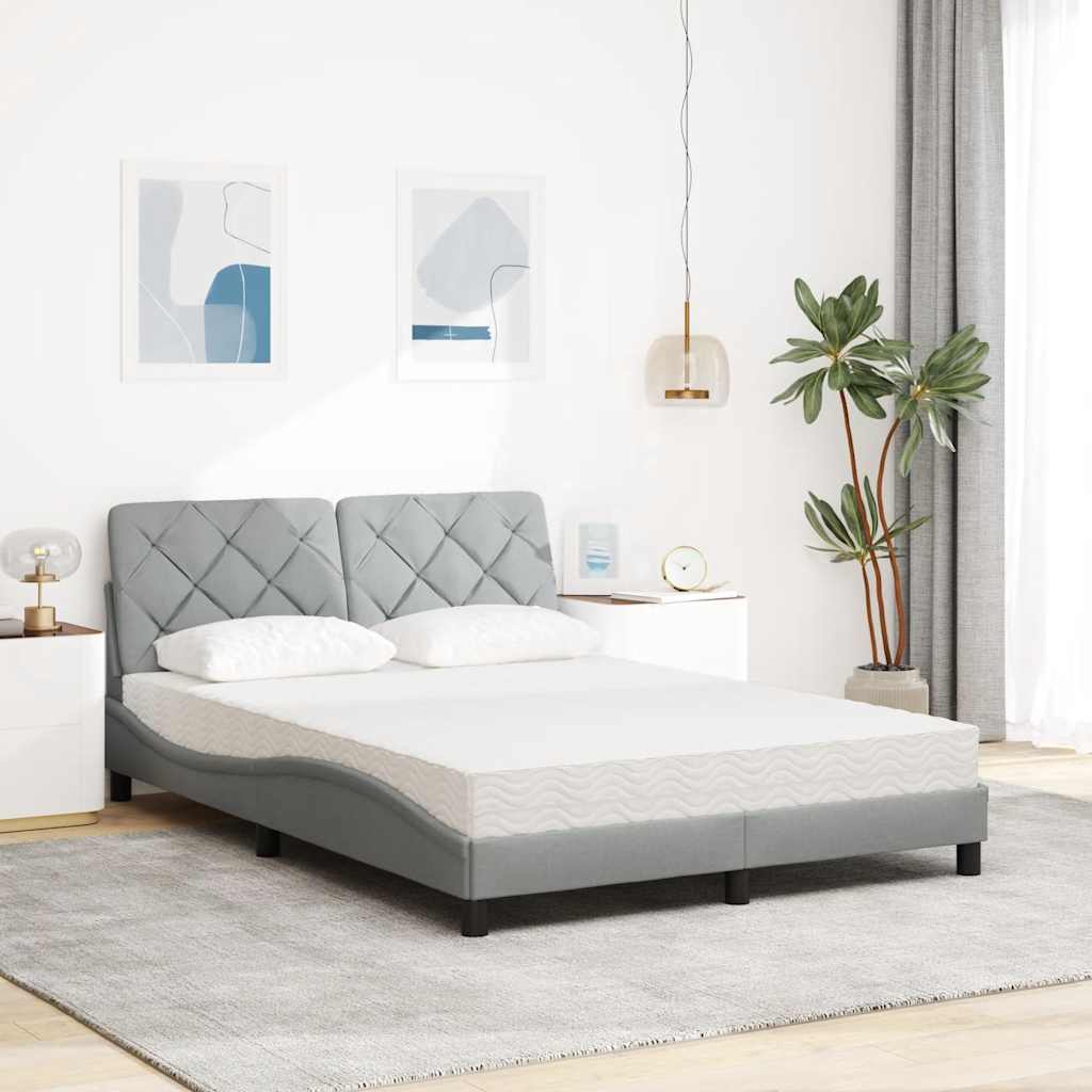 Thumbnail - vidaXL Bett mit Matratze Hellgrau 120x200 cm Stoff