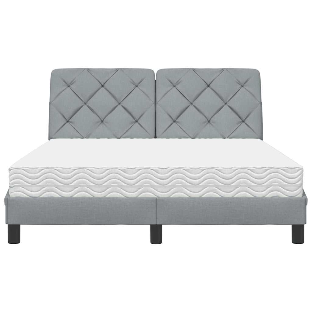 vidaXL Bed met matras stof lichtgrijs 120x200 cm grijs, foto 4