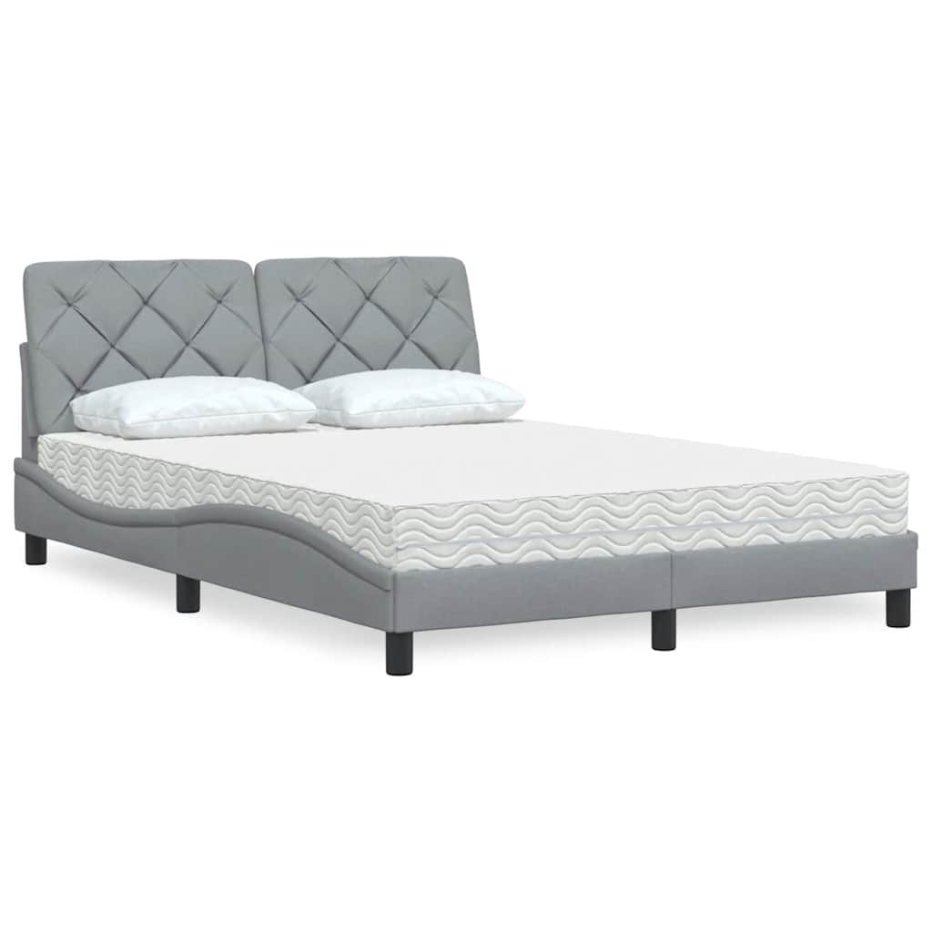 vidaXL Bett mit Matratze Hellgrau 120x200 cm Stoff