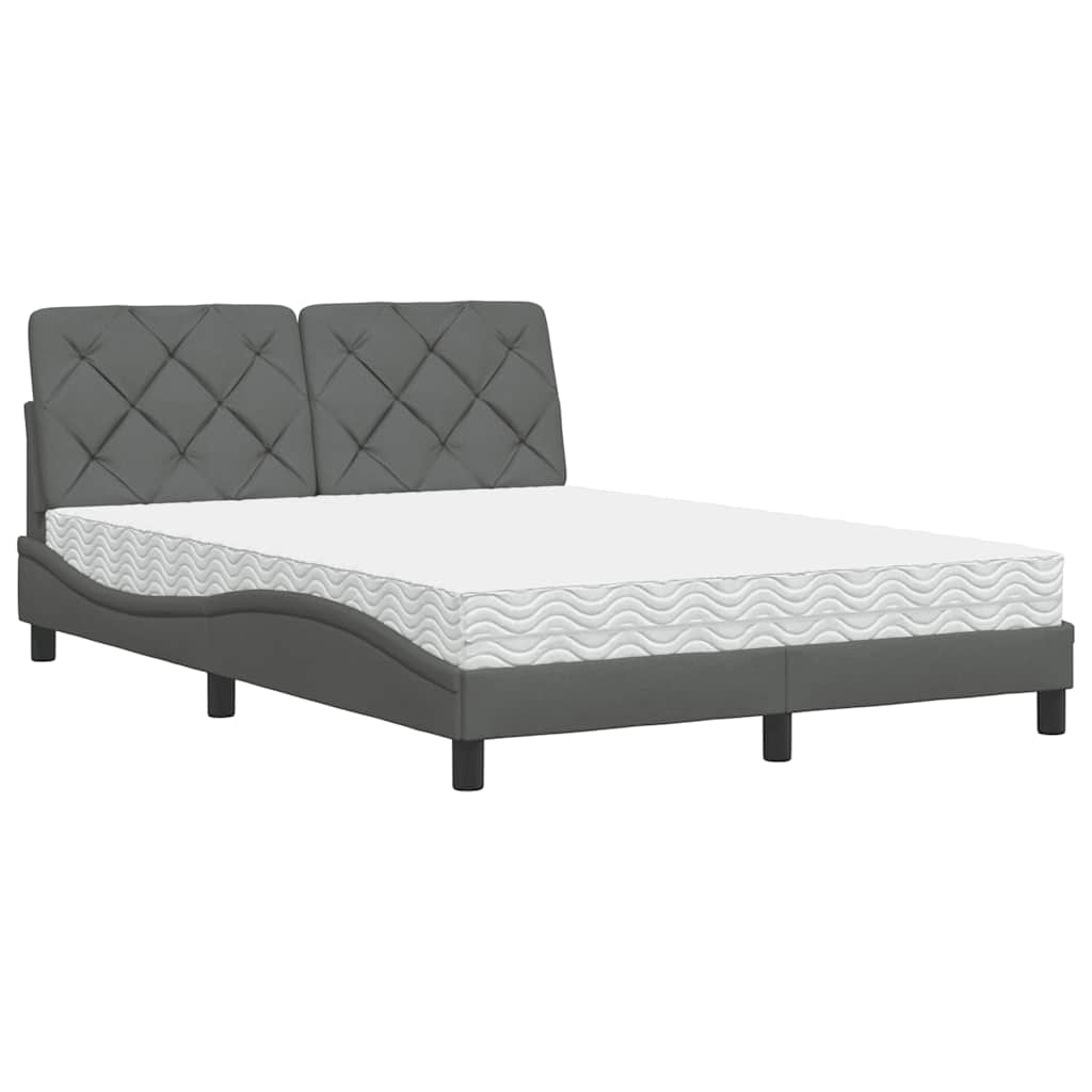 vidaXL Bed met matras stof donkergrijs 120x200 cm grijs, foto 3