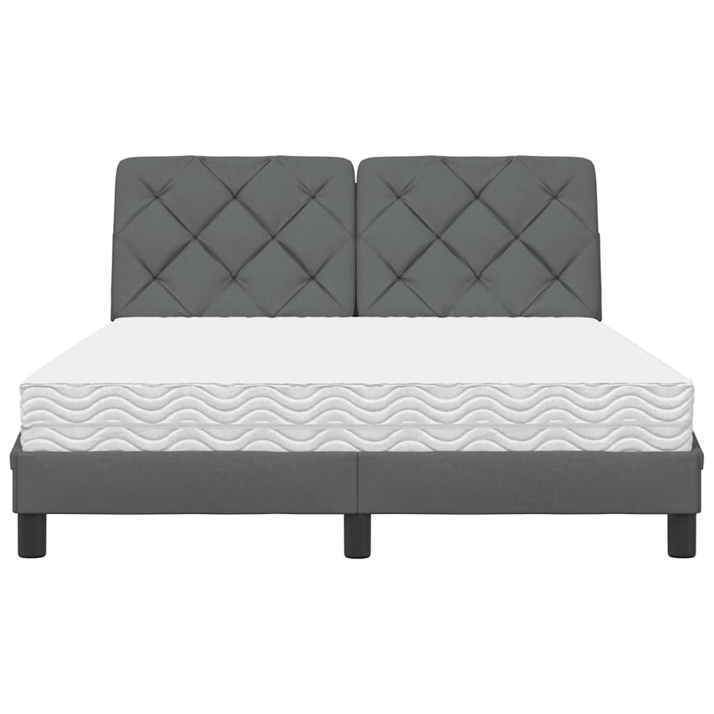 vidaXL Bed met matras stof donkergrijs 120x200 cm grijs, foto 4
