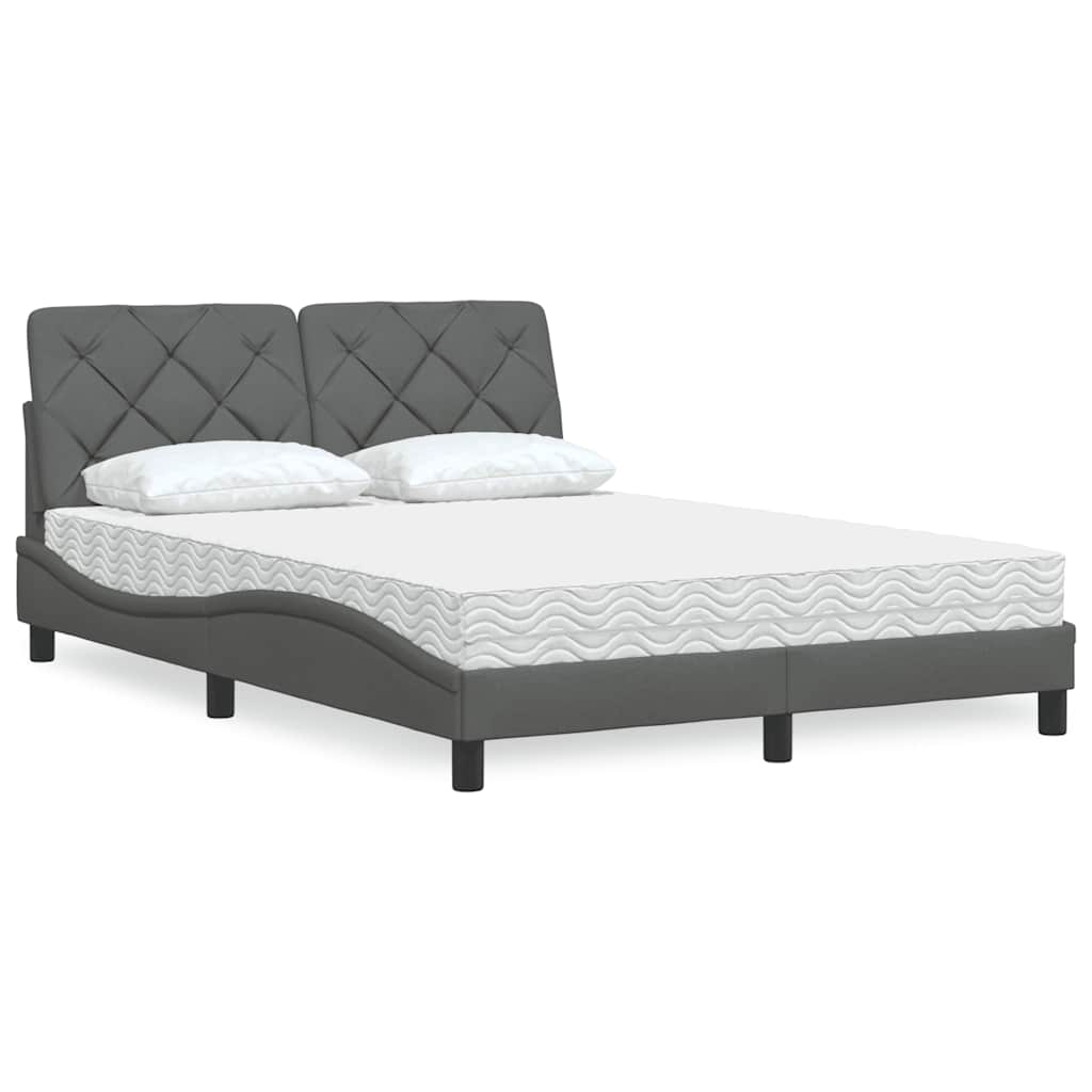 vidaXL Bett mit Matratze Dunkelgrau 120x200 cm Stoff