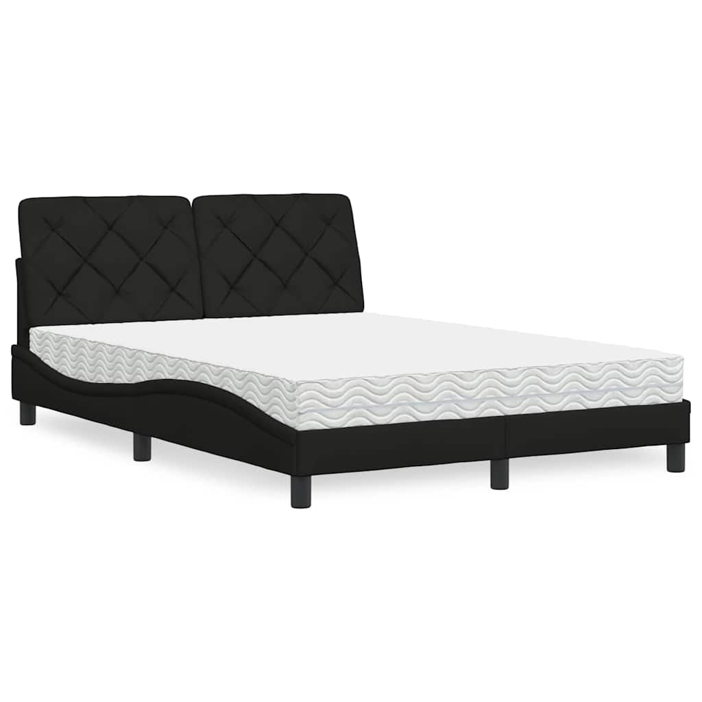 Thumbnail - vidaXL Bett mit Matratze Schwarz 120x200 cm Stoff