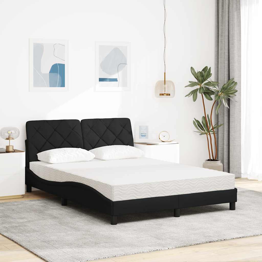 vidaXL Bed met matras stof zwart 120x200 cm afbeelding