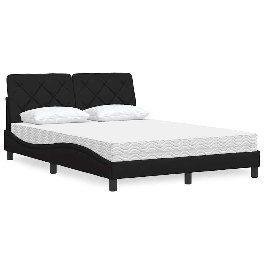 vidaXL Bett mit Matratze Schwarz 120x200 cm Stoff