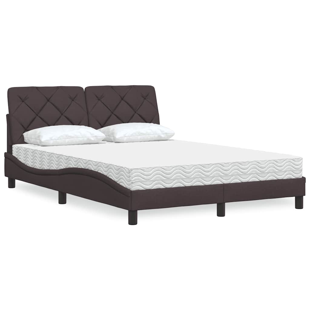 vidaXL Bett mit Matratze Dunkelbraun 120x200 cm Stoff