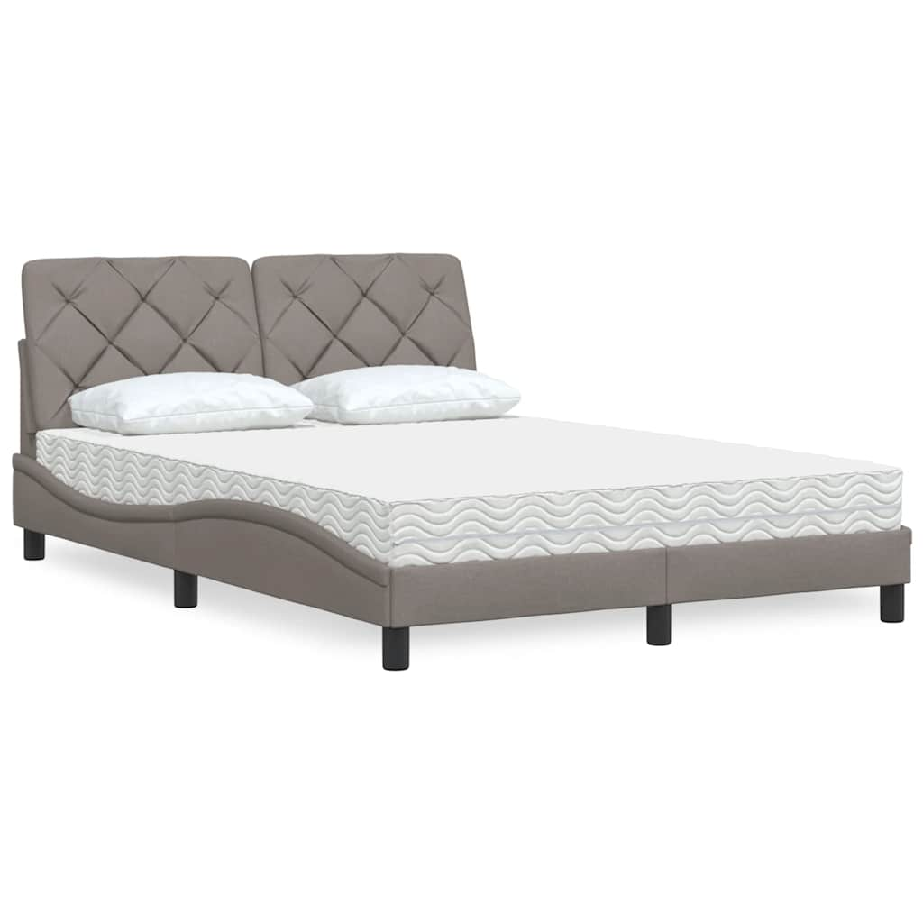 vidaXL Bett mit Matratze Taupe 120x200 cm Stoff