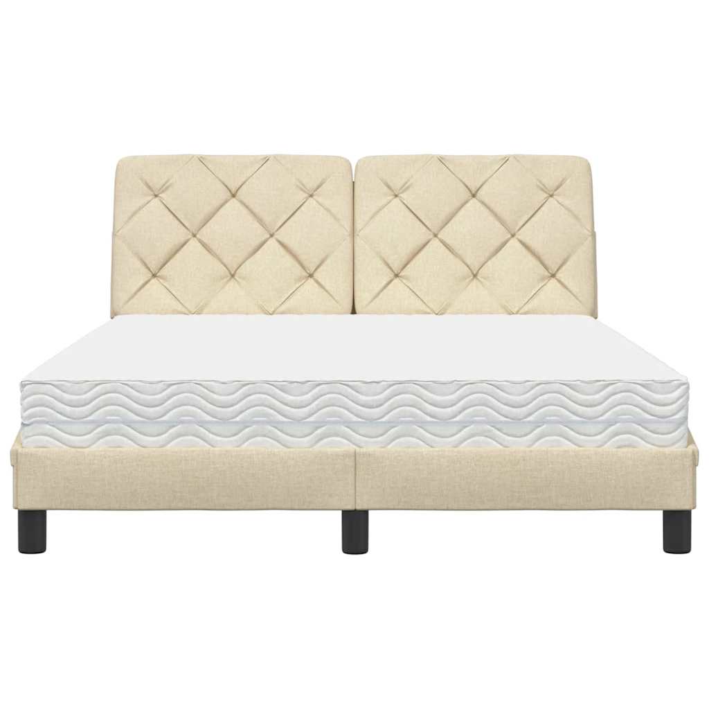 vidaXL Bed met matras stof crèmekleurig 120x200 cm, foto 4