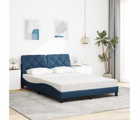 vidaXL Cama com colch&atilde;o 120x200 cm tecido azul