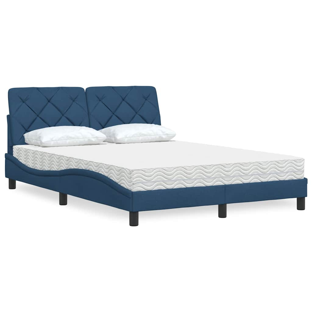 vidaXL Bett mit Matratze Blau 120x200 cm Stoff