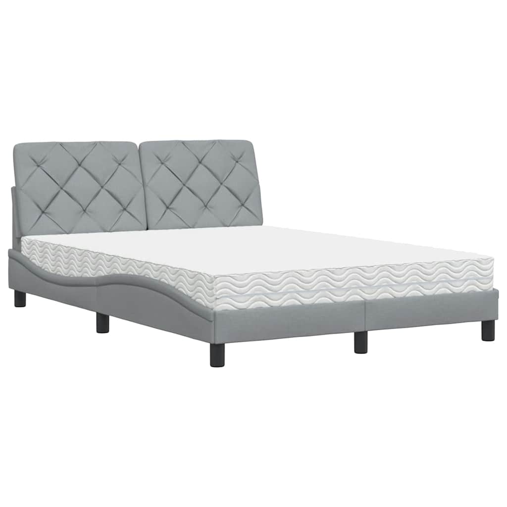 vidaXL Bed met matras stof lichtgrijs 140x190 cm grijs, foto 3