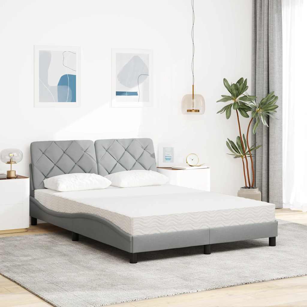 vidaXL Bed met matras stof lichtgrijs 140x190 cm afbeelding