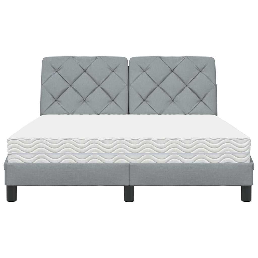 vidaXL Bed met matras stof lichtgrijs 140x190 cm grijs, foto 4