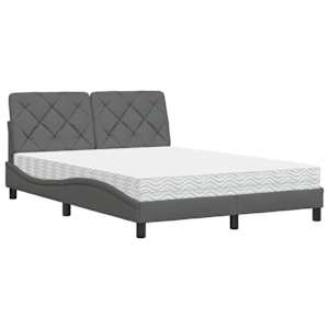 Postel s matrací tmavě šedá 140 x 190 cm textil - obrázek 2