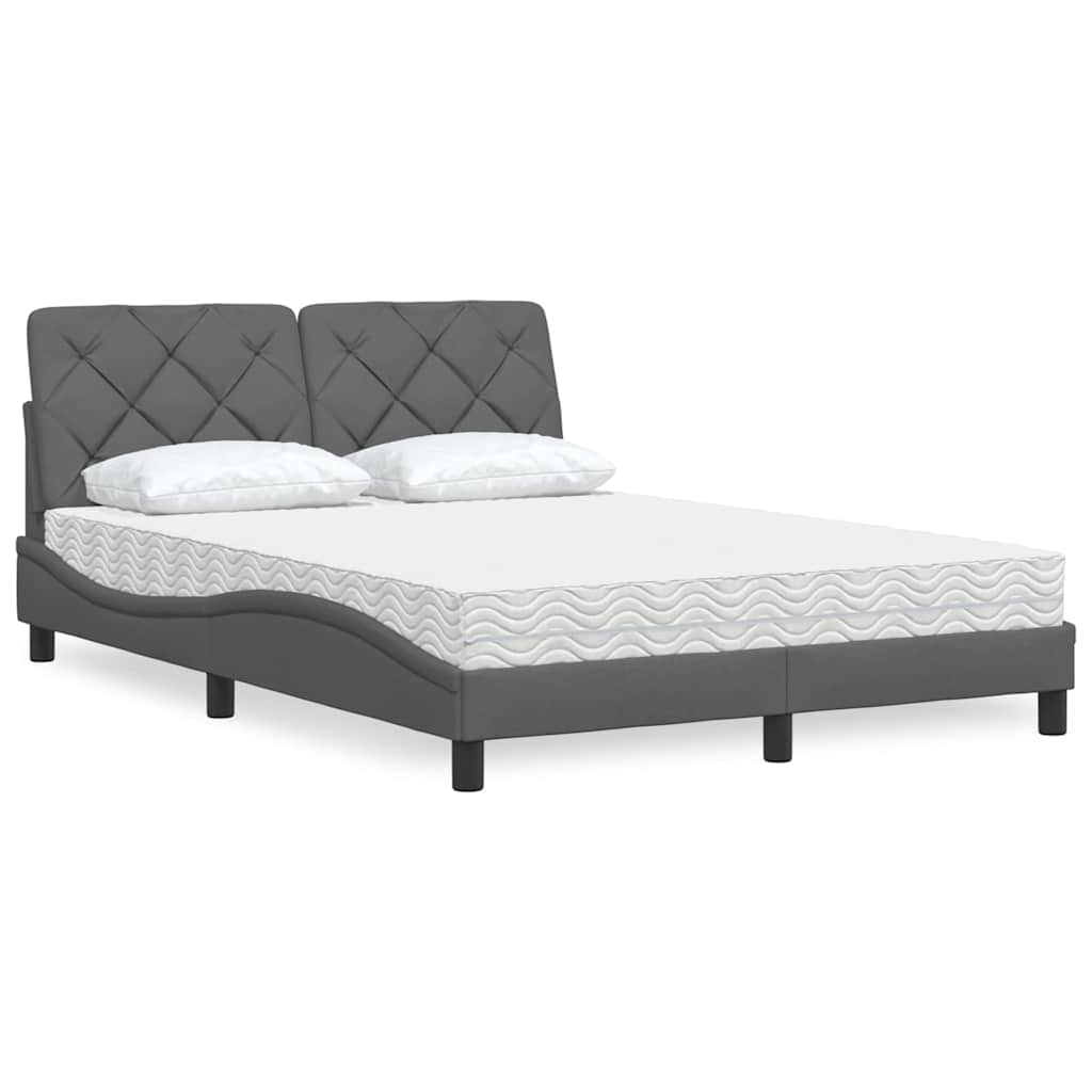 vidaXL Bett mit Matratze Dunkelgrau 140x190 cm Stoff