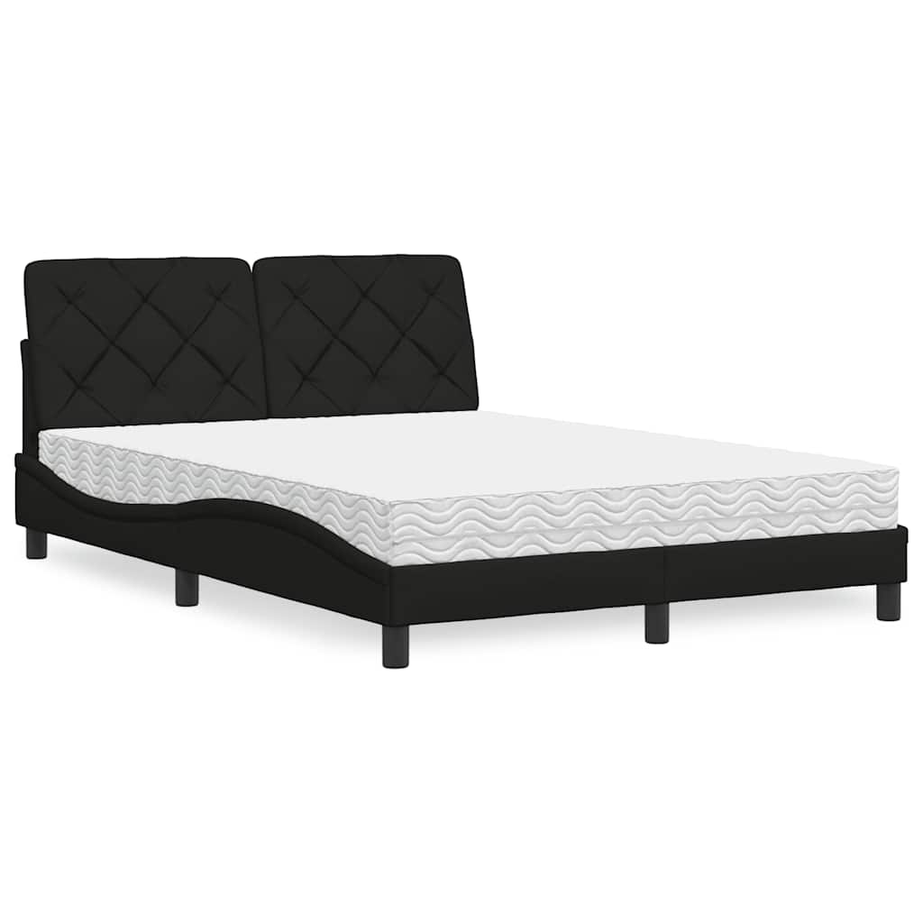 vidaXL Postel s matrací černá 140 x 190 cm textil
