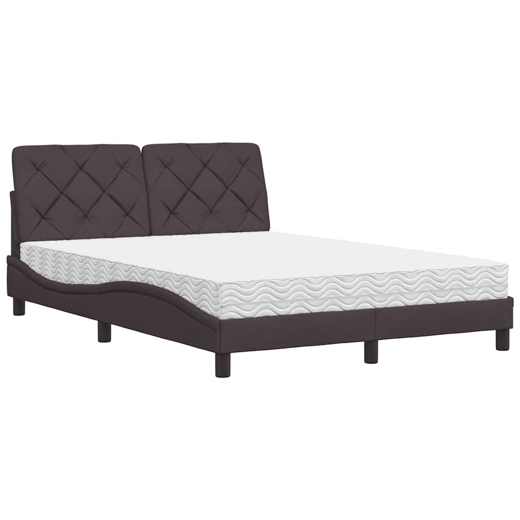 vidaXL Postel s matrací tmavě hnědá 140 x 190 cm textil