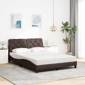 Postel s matrací tmavě hnědá 140 x 190 cm textil - obrázek 3