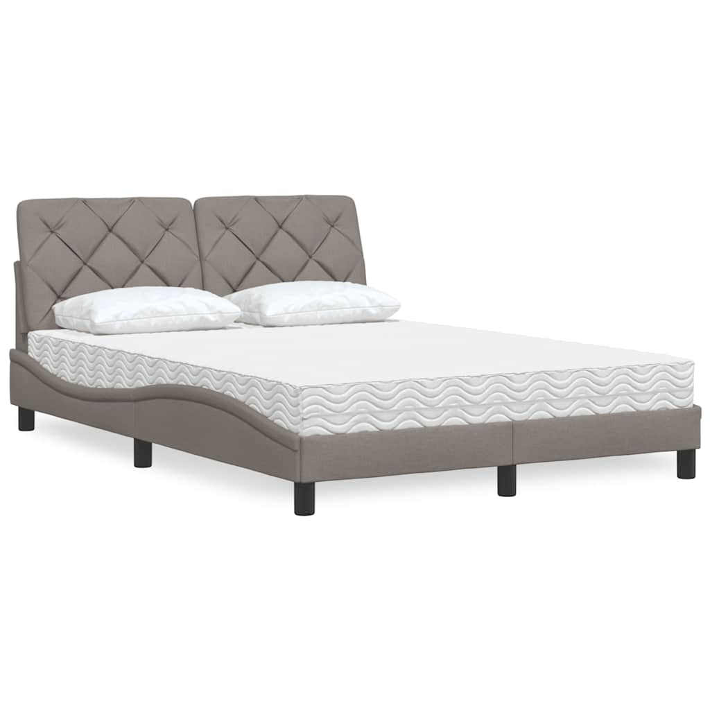 vidaXL Bett mit Matratze Taupe 140x190 cm Stoff