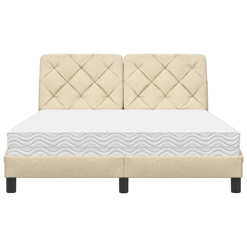 vidaXL Bed met matras stof crèmekleurig 140x190 cm, foto 4