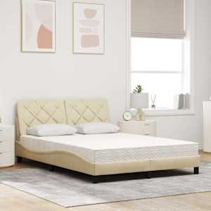 Postel s matrací krémová 140 x 190 cm textil - obrázek 3