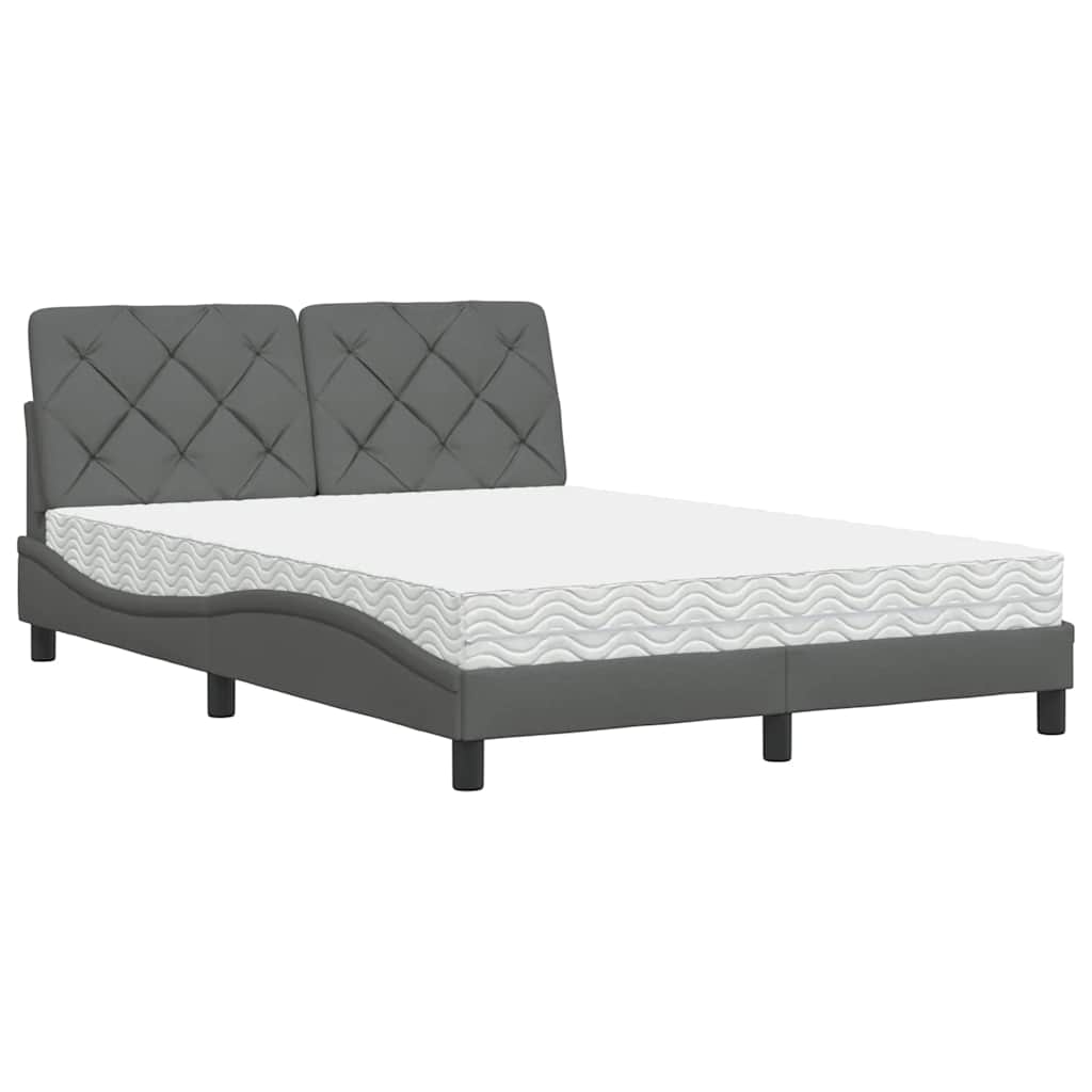 vidaXL Bed met matras stof donkergrijs 140x200 cm grijs, foto 3