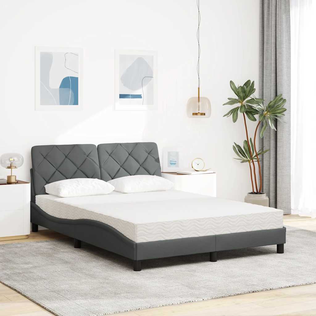 vidaXL Bed met matras stof donkergrijs 140x200 cm grijs, foto 2