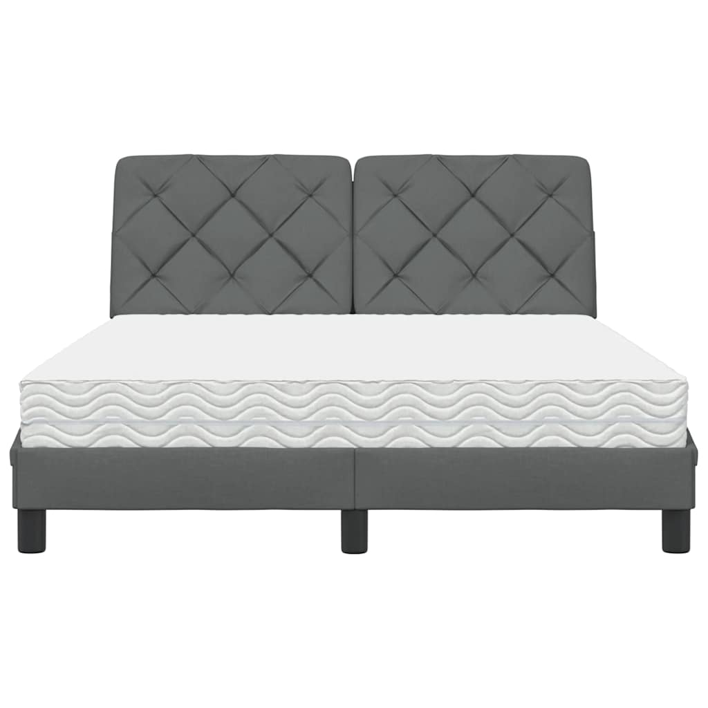 vidaXL Bed met matras stof donkergrijs 140x200 cm grijs, foto 4