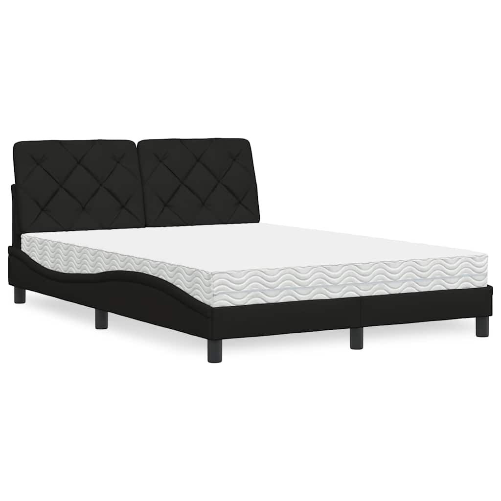 Thumbnail - vidaXL Bett mit Matratze Schwarz 140x200 cm Stoff