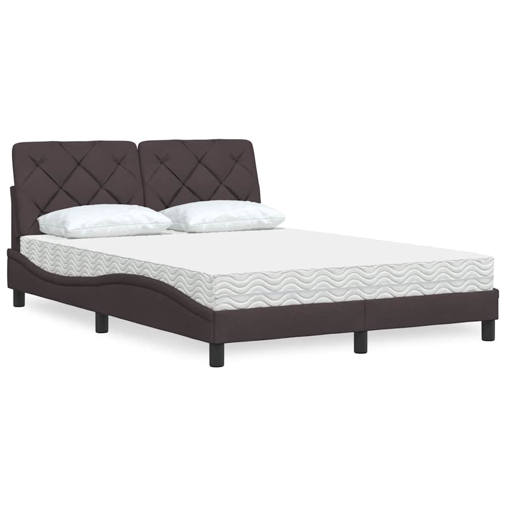 vidaXL Bett mit Matratze Dunkelbraun 140x200 cm Stoff