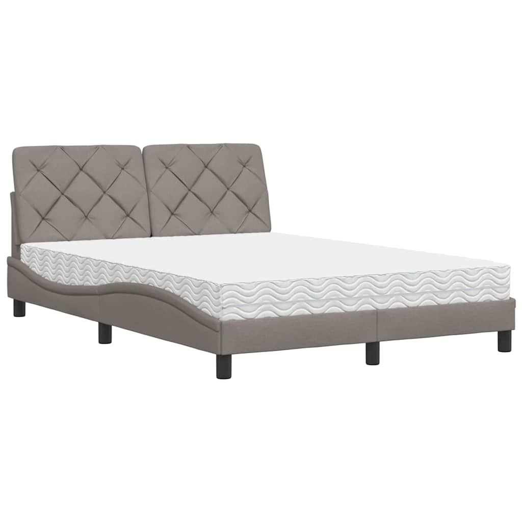 Thumbnail - vidaXL Bett mit Matratze Taupe 140x200 cm Stoff