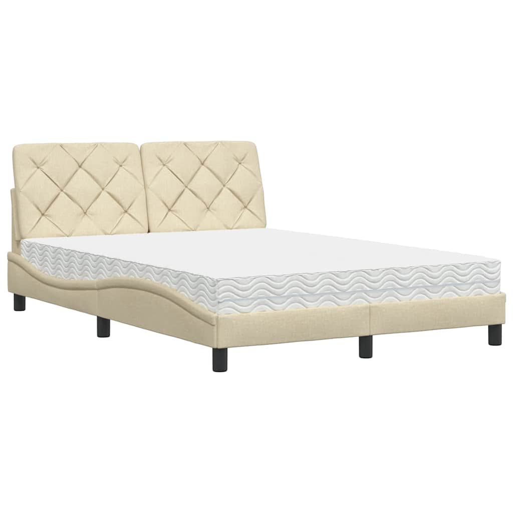 Thumbnail - vidaXL Bett mit Matratze Creme 140x200 cm Stoff