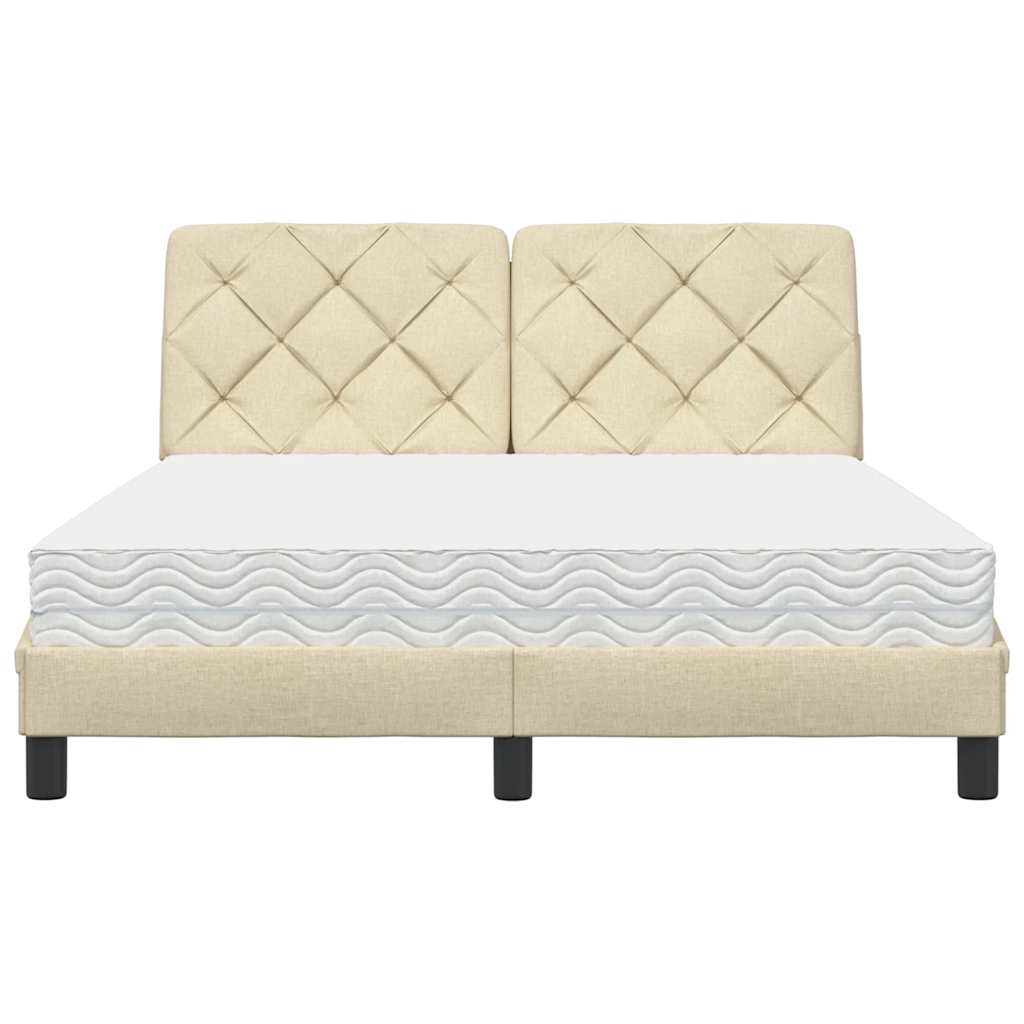 vidaXL Bed met matras stof crèmekleurig 140x200 cm, foto 4