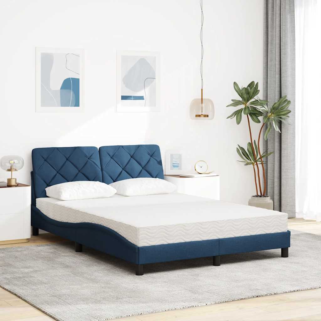 vidaXL Bed met matras stof blauw 140x200 cm afbeelding