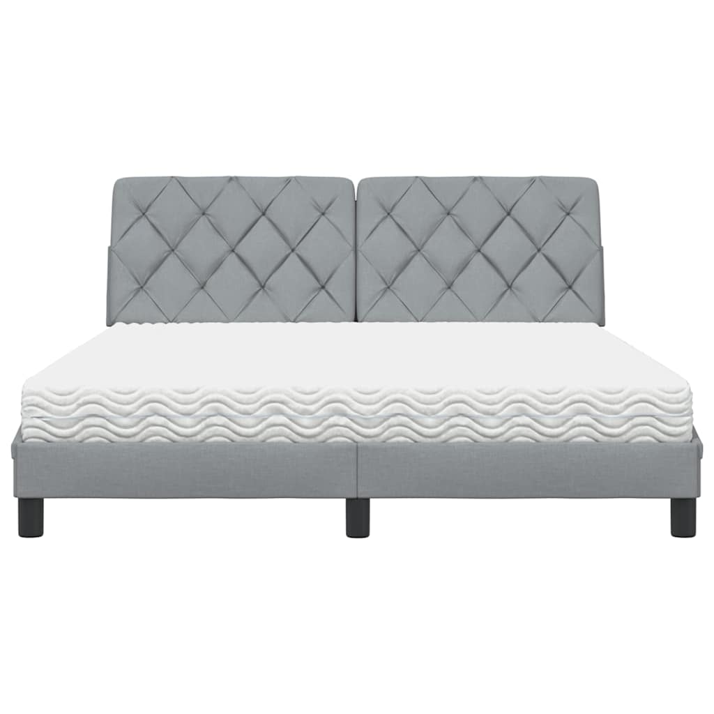 vidaXL Bed met matras stof lichtgrijs 160x200 cm grijs, foto 4