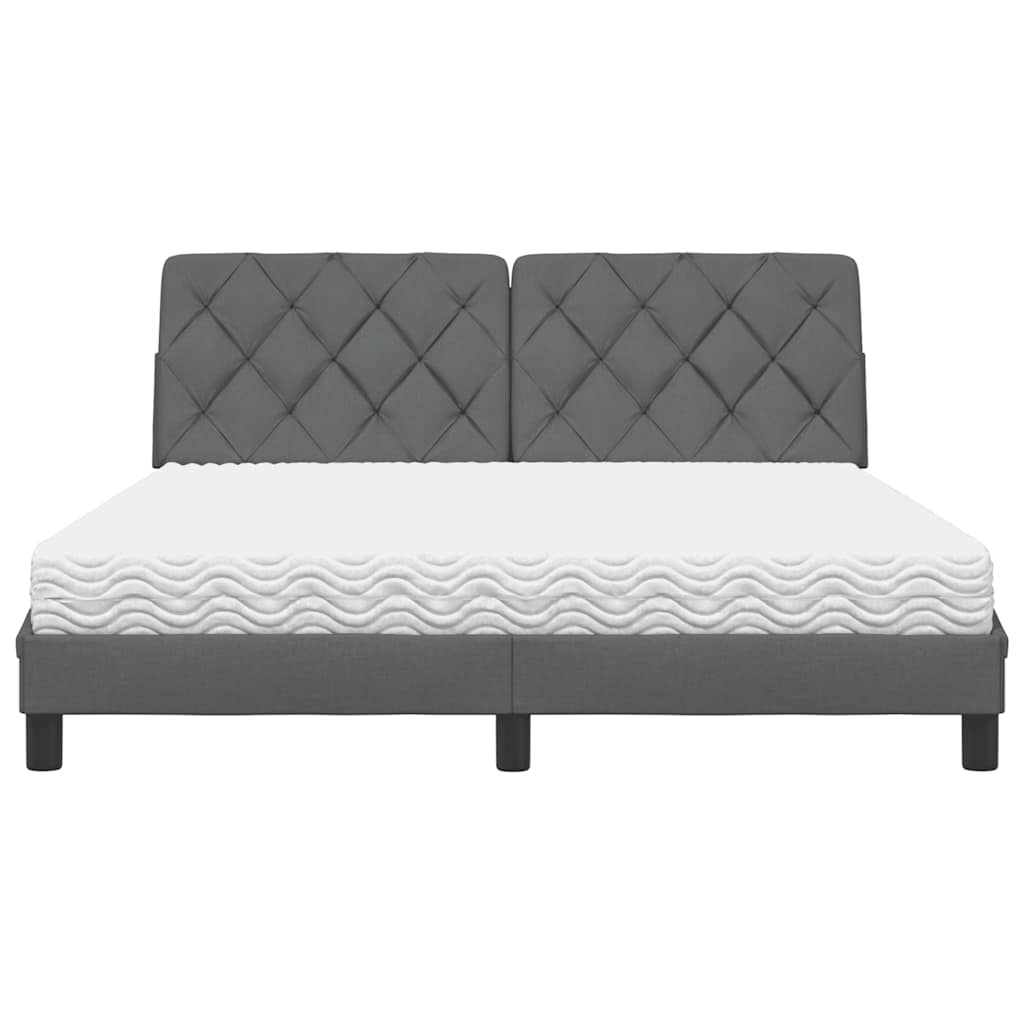 vidaXL Bed met matras stof donkergrijs 160x200 cm grijs, foto 4