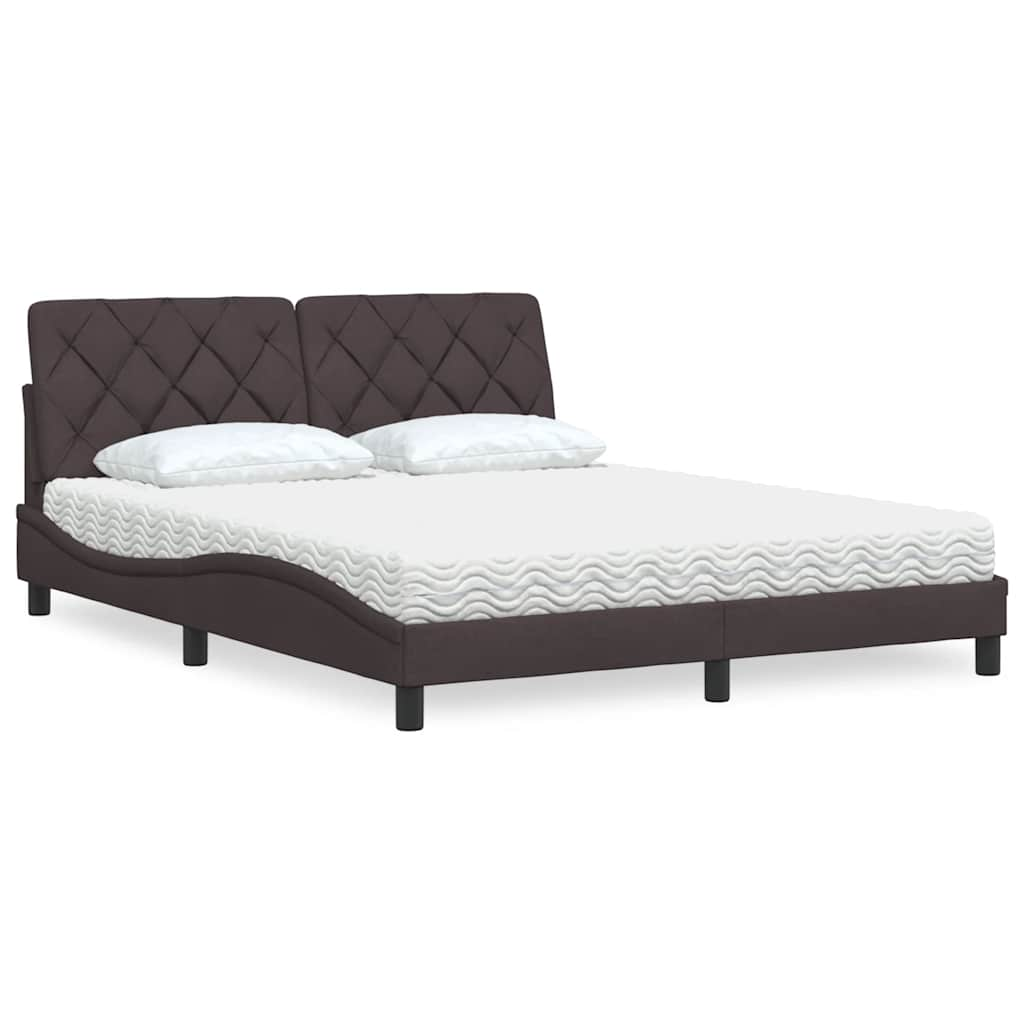 vidaXL Bett mit Matratze Dunkelbraun 160x200 cm Stoff