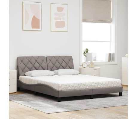 vidaXL Bett mit Matratze Taupe 160x200 cm Stoff